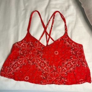 Spaghetti Strap Bandana Print Crop Top